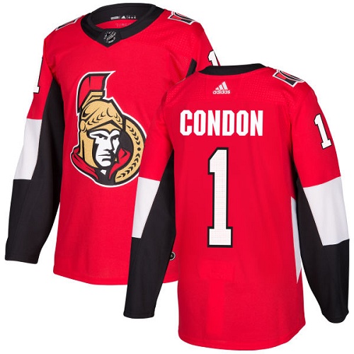 Adidas Senators #1 Mike Condon Red Home Authentic Stitched Youth NHL Jersey